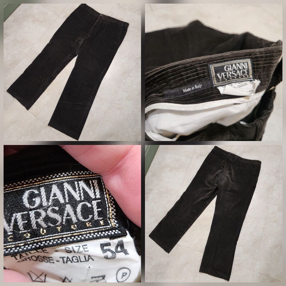 VTG Gianni Versace Couture Pants Mens 54 37x30‎ Corduroy Velvet Pleated Trousers